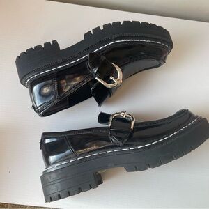 Circus by Sam Edelman Platform Lugsole Black Patent Leather Loafers 6.5